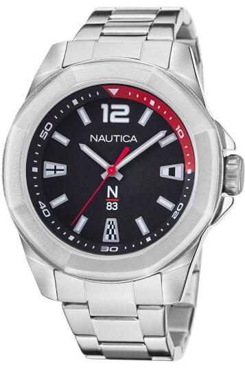 Nautica Herreklokke NAPTBF104 Sort/Stål Ø46 mm