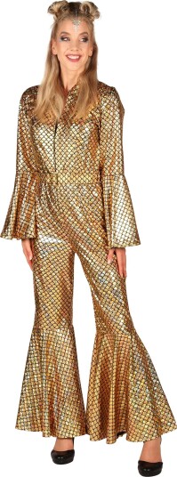 Disco Jumpsuit Gull Deluxe Kostyme - Medium