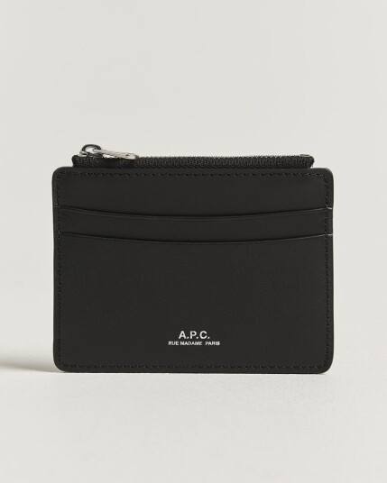 A.P.C. Zip Calf Leather Card Holder Black A.P.C. Zip Calf Leather Card Holder Black