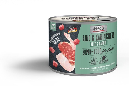Mac'S Super Food For Cats Gourmet Storfe Og Kanin Våtfôr 180G