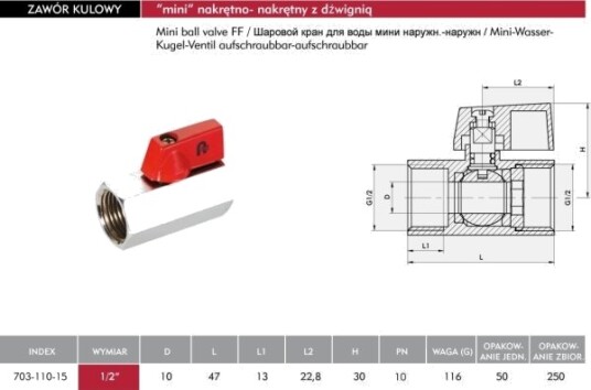 Kfa Kuleventil Muffe-Muffe 1/2" Vann 703-110-15