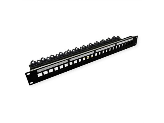 Roline 19" Keystone Modulholder 24 Porter Skjermet Blankklemmefeste. (26.11.0390)