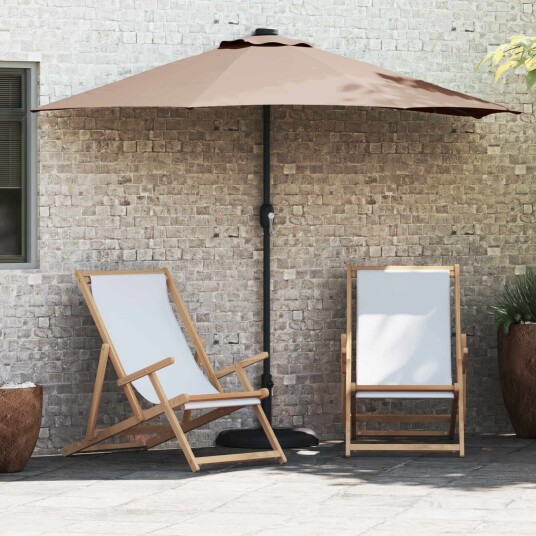 vidaXL Hageparasol Gråbrun 294 x 150 x 224 cm stoff