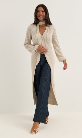 Bubbleroom Rib Knitted Cardigan Dress