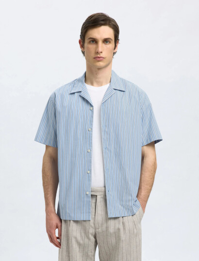 Selected Slhrlxholger Mix Ss Shirt Blue S Selected Slhrlxholger Mix Ss Shirt Blue S