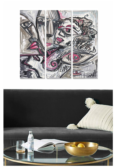 Canvasbilde Abstract 3 pk Flerfarget 22x05 cm