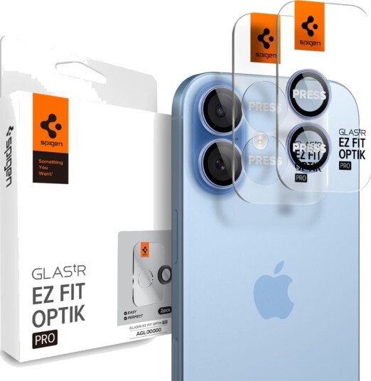 Spigen Optik Pro Ez Fit Skjermbeskytter for iPhone 17 - 2 Stykker, Ripebestandig og Fallsikker, Blå