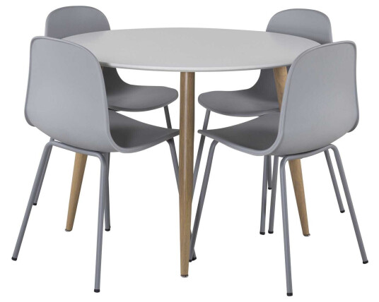 Venture Design Plaza & Arctic spisegruppe Hvit/grå 4 st stoler & bord 100 cm