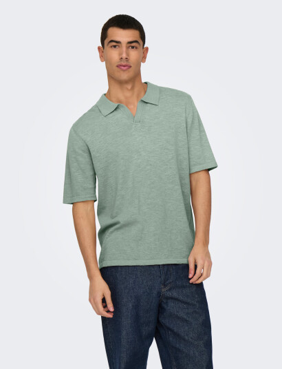 ONLY & SONS Onsgeorge Reg 12 Linen Ss Polo Knit - Green - XS