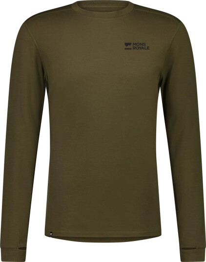 Mons Royale Men"s Cascade Merino Base Layer Long Sleeve Dark Olive XL Mons Royale Men"s Cascade Merino Base Layer Long Sleeve Dark Olive XL