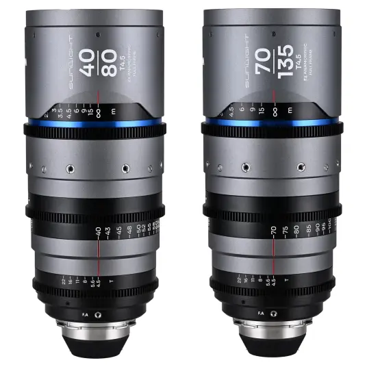Laowa Sunlight 40 80mm/70 135mm T4.5 2x Bundle. Anamorphic Zoom Blue Arri PL