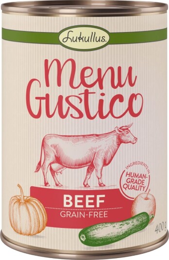 Lukullus Våtfôr Menu Gustico Med Gresskar Eple Og Oregano Okse 24 X 400 G