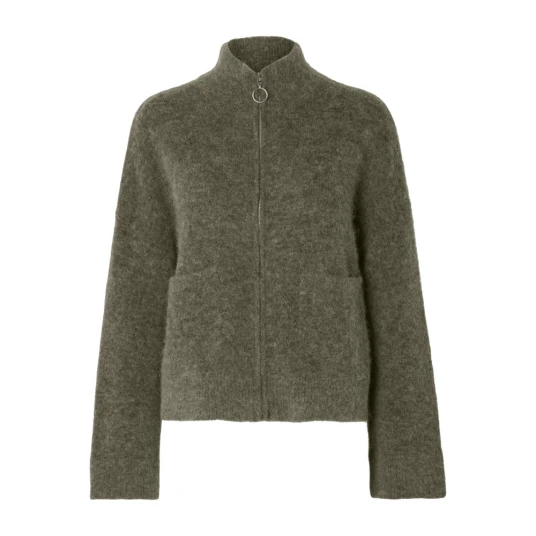 Selected Femme Sia Ras Long Sleeve Knit Zipper Cardigan Grønn S Selected Femme Sia Ras Long Sleeve Knit Zipper Cardigan Grønn S