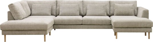 Florenz 4 seters Venstrevendt U formet Sofa med Divan og Sjeselong i Chenille   Grå / Beige