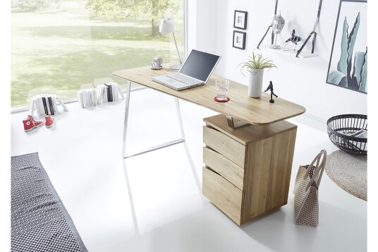 Skrivebord Hilana 150 cm med Oppbevaring 3 Skuffer Massiv Eik