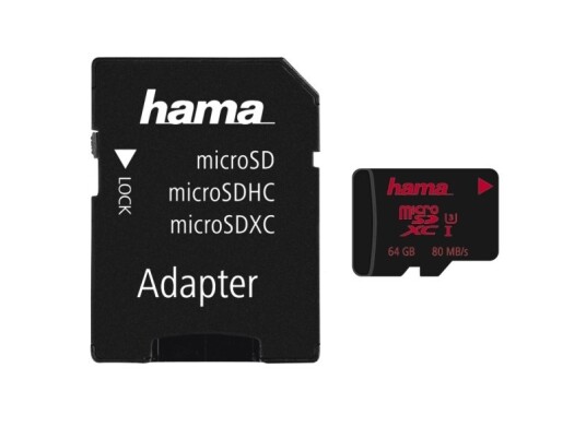 Hama 00213115, 64 Gb, Microsdxc, Klasse 3, Uhs-I, 80 Mb/S, 30 Mb/S