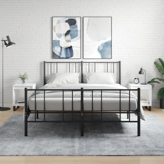  Nattbord 2 stk høyglans hvit 40x35x50 cm konstruert tre 8721012111202