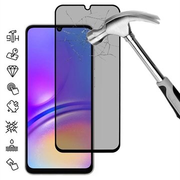 Samsung Galaxy A07 4G/A06 Privacy Full Cover BeskyttelsesglasSvart Kant