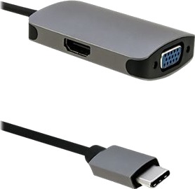 Qoltec Video Adapter Usb C Hann Til 15 Pin D Sub Db 15 Hdmi Hunn 21 Cm Grå