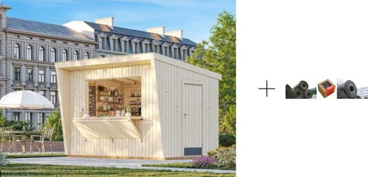 Kiosk Palmako Kira 7,7 m2 med Papp Spiker og SBS Takbelegg