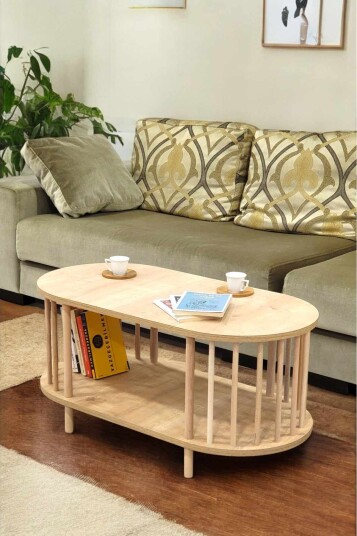 Sofabord Hanah Home Peka Round 90 x 43 x 45 cm Sapphire Oak Sapphire Oak