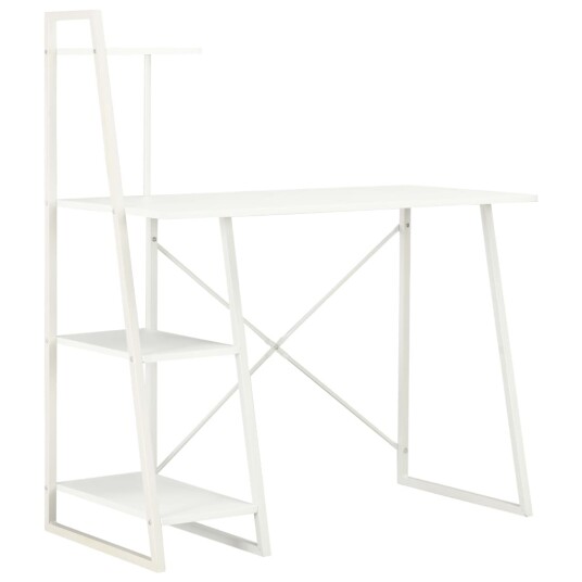 vidaXL Skrivebord med hylleenhet hvit 102x50x117 cm