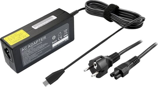 Blueparts 65W bærbar lader, USB-C, PD - Svart Blueparts 65W bærbar lader, USB-C, PD - Svart