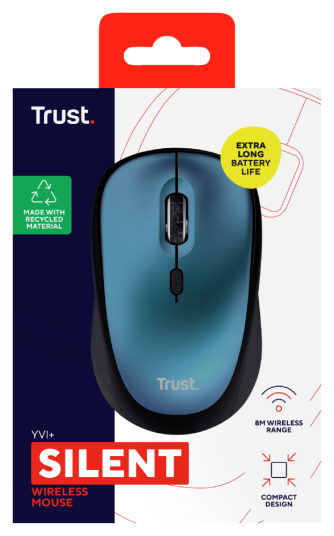 Trust Yvi+ Trådløs Eco Mus med Stille Knapper - Blå