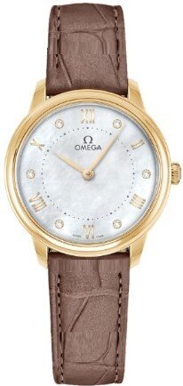 Omega Dameklokke 434.53.30.60.55.002 De Ville Prestige Hvit/Lær Ø30