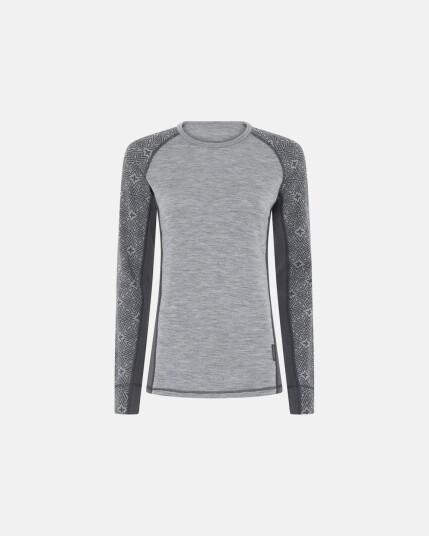 Dovre Women Langermet t skjorte 100% merino ull grå