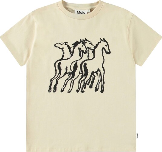Molo T skjorte   Riley   Dansende hester   Molo   6 år (116)   T skjorte   Beige