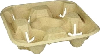 Kopholder Bakke 215X215x42 Mm Natur Pap Til 4 Bægre,65 Stk/Ps 65 Stk.