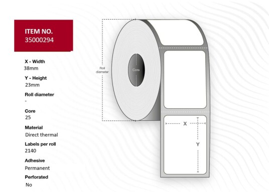 CAPTURE Label 38x23 - Core 25. White.