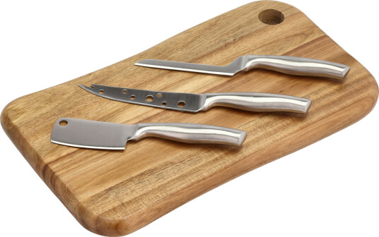Holm Ostebræt Med 3 Knive - Silver - 38X 22X 1.9CM Holm Ostebræt Med 3 Knive - Silver - 38X 22X 1.9CM