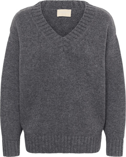 Soaked Slmoline Triangle V-Neck Pullover - Grey - XS