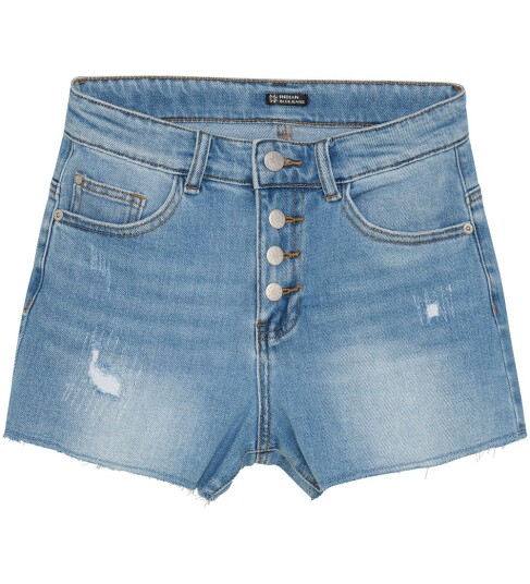 Indian Blue Jeans Wide Denim Shorts Damaged - Blue - 146
