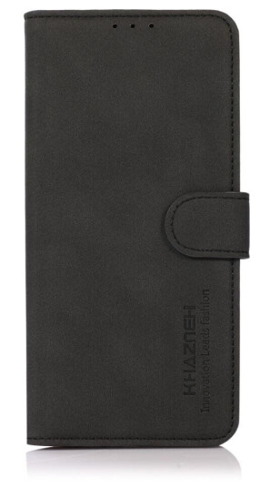Khazneh Samsung Galaxy S21 FE (5G) KHAZNEH Retro Flipdeksel i PU Skinn med Lommebok - Svart
