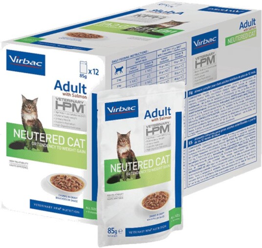 Virbac våtfôr Adult Hpm Wet Cat Neutered Salmon 12x85 g