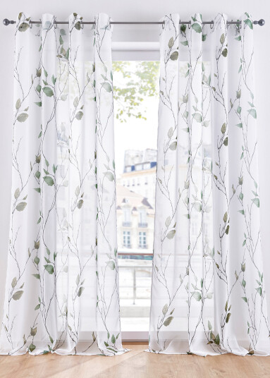 bonprix Transparent gardin med blomstertrykk (1-pack) 2 (H/B: 175/144 cm),1 (H/B: 145/144 cm),3 (H/B: 225/144 cm),4 (H/B: 245/144 cm) grønn