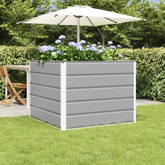 vidaXL Plantekassed Lysegrå 100 x 100 x 75 cm Stål
