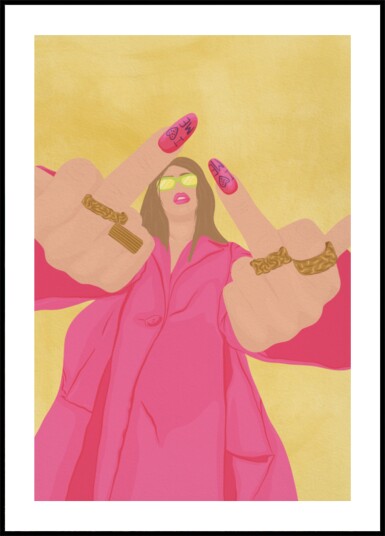 Pink Fashion V Sign Plakat / 21x30