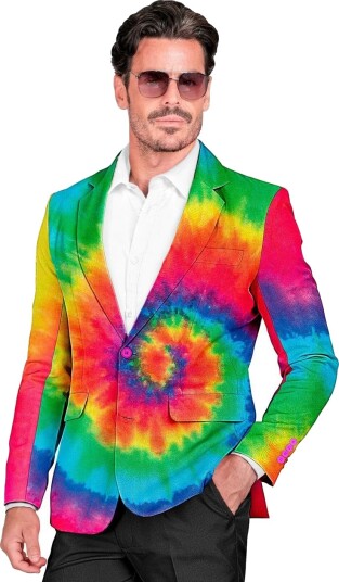 UV Glow Tie Dye Kostymejakke til Herre Medium UV Glow Tie Dye Kostymejakke til Herre Medium