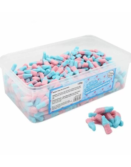 600 stk Sweetshop Fizzy Bubblegum Bottles Boks med Sure Bubblegumflasker 1,02 kg 600 stk Sweetshop Fizzy Bubblegum Bottles Boks med Sure Bubblegumflasker 1,02 kg