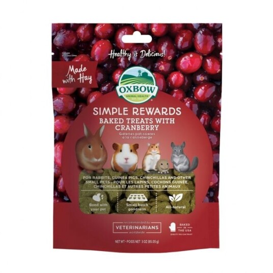 Oxbow Simple Rewards Baked Treats With Cranberry 85 G Oxbow Simple Rewards Baked Treats With Cranberry 85 G