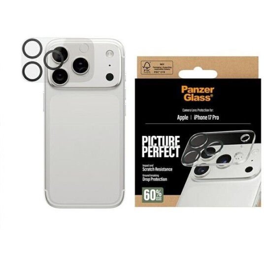 PanzerGlass PicturePerfect Kameralinsebeskytter for iPhone 17 Pro - Gjennomsiktig / Svart