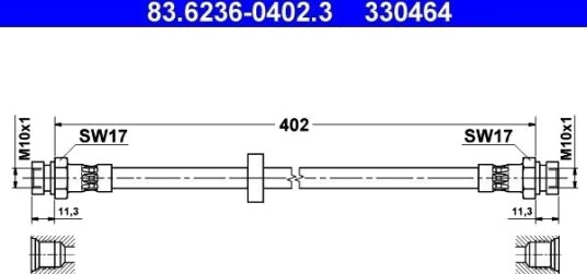 ATE 83.6236 0402.3 Bremseslange