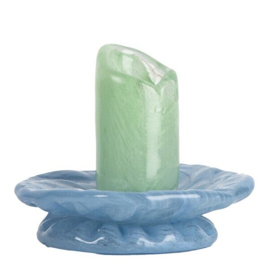 Byon Lara Håndlaget Lysestake 9 cm Mintgrønn og Lyseblå i Glass