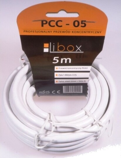Libox Antennekabel 5M Hvit Pcc05