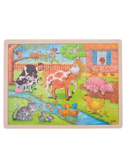 Goki Wooden Puzzle On the Farm 48pcs. Tre