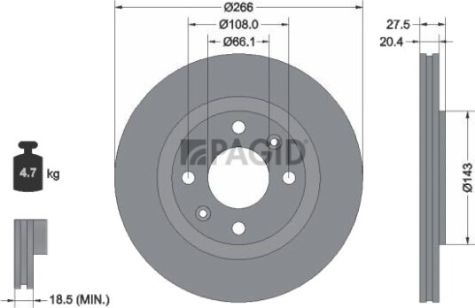 PAGID 52511NC Bremseskive PAGID 52511NC Bremseskive